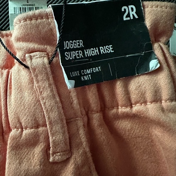 Express Super High Waisted Orange Denim Joggers - Picture 6 of 6